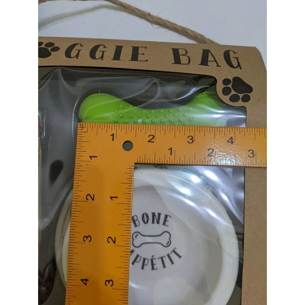 4/$20 - New Doggie Bag gift set bowl toy bone appetit - NO TREAT, EXP, REMOVED